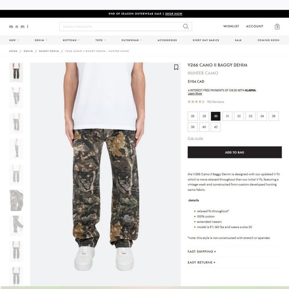 MNML NWT Camo II Baggy Denim, sz 30 - Picture 2 of 13